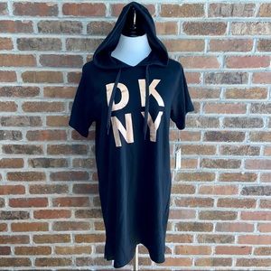 NWT- DKNY SPORT Metallic Logo Hoodie Dress- Medium